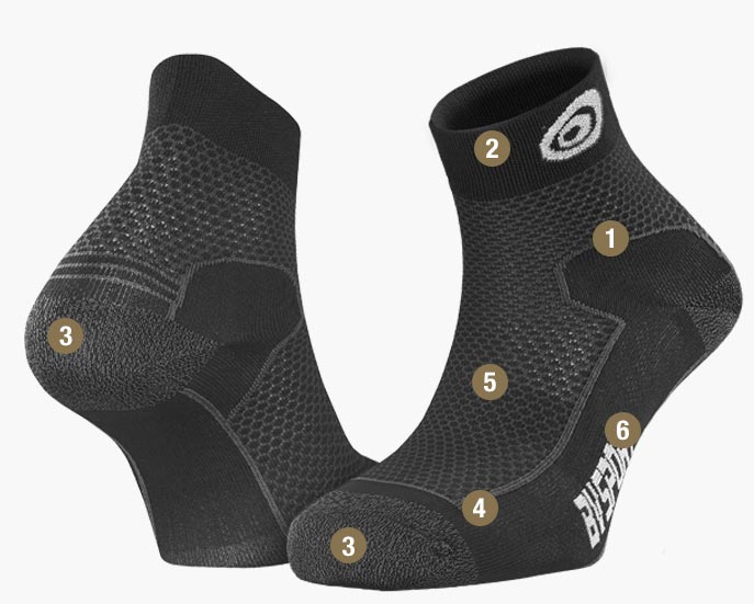 Shorts socks DOUBLE Polyamide EVO black/grey